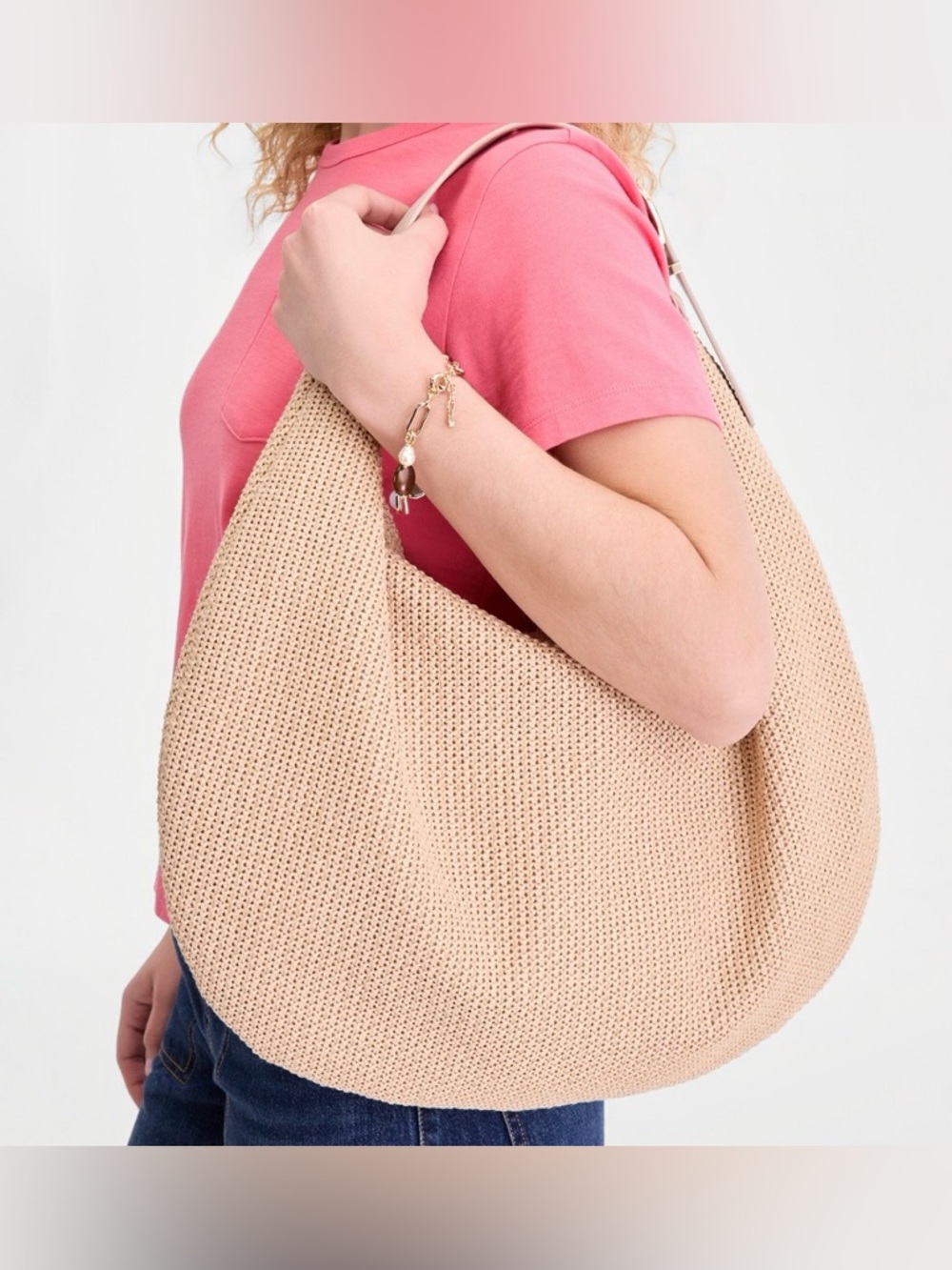 On 34th Joenii Extra-Large Straw Hobo Handbag - Picture 5 of 9